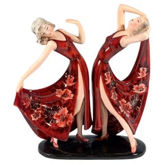 Ballerine gemelle Goldscheider Art Déco 'Dolly Sisters', di Stephan Dakon, 1939 ca.