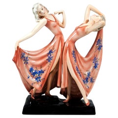 Goldscheider Art Déco Zwillingstänzerinnen 'Dolly Sisters', von Stephan Dakon, um 1939