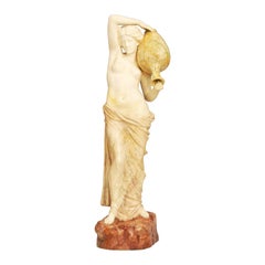 Goldscheider Art Nouveau Cold Painted Earthenware Statue of a Nude Water Carrier