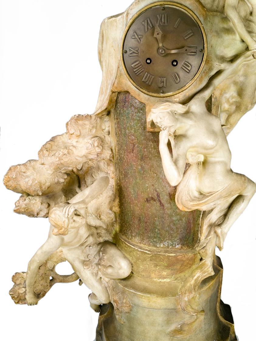Goldscheider Jugendstil-Terrakotta-Uhr im Zustand „Gut“ im Angebot in Lisbon, PT