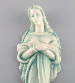 Goldscheider, Austria, Art Deco Wall Figure in Glazed Ceramics, Madonna
