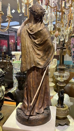Goldscheider Bronze Sculpture of Maiden by Hippolyte Moreau After Bouguereau