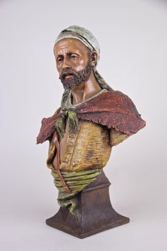 Goldscheider Bust "Oriental Man" Marked, Austria, circa 1890