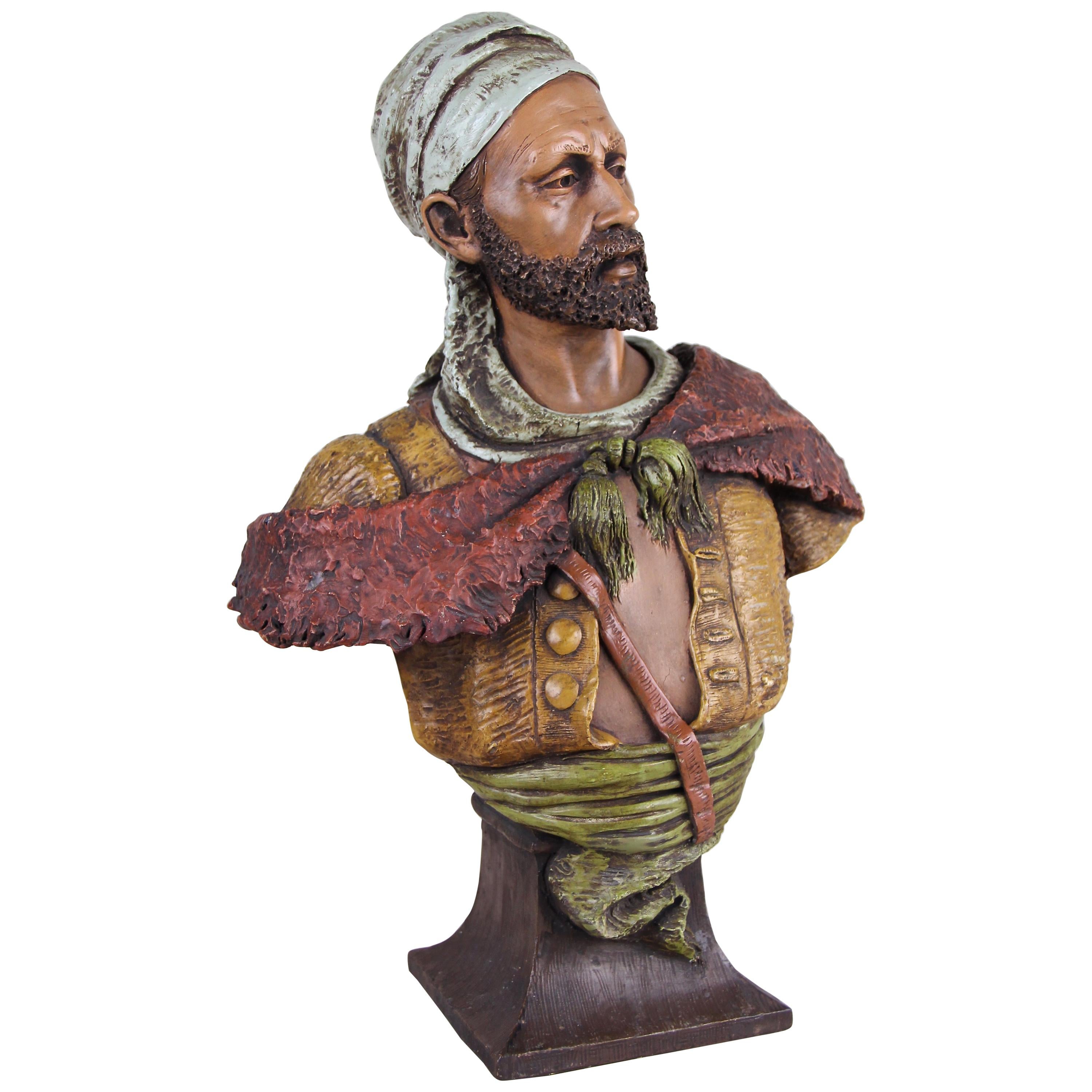 Goldscheider Bust "Oriental Man" Marked, Austria, circa 1890