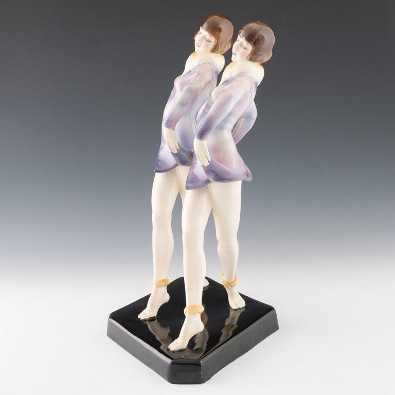 Austriaco Figura Goldscheider delle sorelle Dolly c1926 in vendita