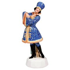 Goldscheider Figurine Lady Dancer in Russian Costume by Josef Lorenzl circa 1925