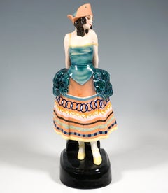 Goldscheider Figurine Lady In Carnival Costume With Tricorn, Lorenzl, ca 1925