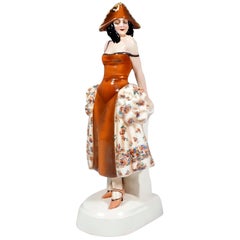 Goldscheider Figurine Lady In Carnival Costume With Tricorn, Lorenzl, ca 1925