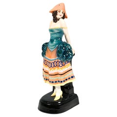 Goldscheider Figurine Lady In Carnival Costume With Tricorn, Lorenzl, ca 1925