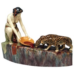 Goldscheider Friedrich Vienna Oriental Lady Figurine Group, circa 1925