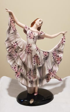 Goldscheider, Germany, Dancer with Flower decoration Dress, Ceramic, 1936