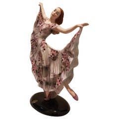 Vintage Goldscheider, Germany, Dancer with Flower decoration Dress, Ceramic, 1936