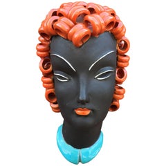 Goldscheider Inspired Czech Signed Ceramic Stylized Art Deco Head