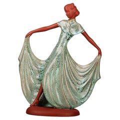 Antique Goldscheider-Like Art Déco Dancing Lady Porcelain Figurine from United Kingdom
