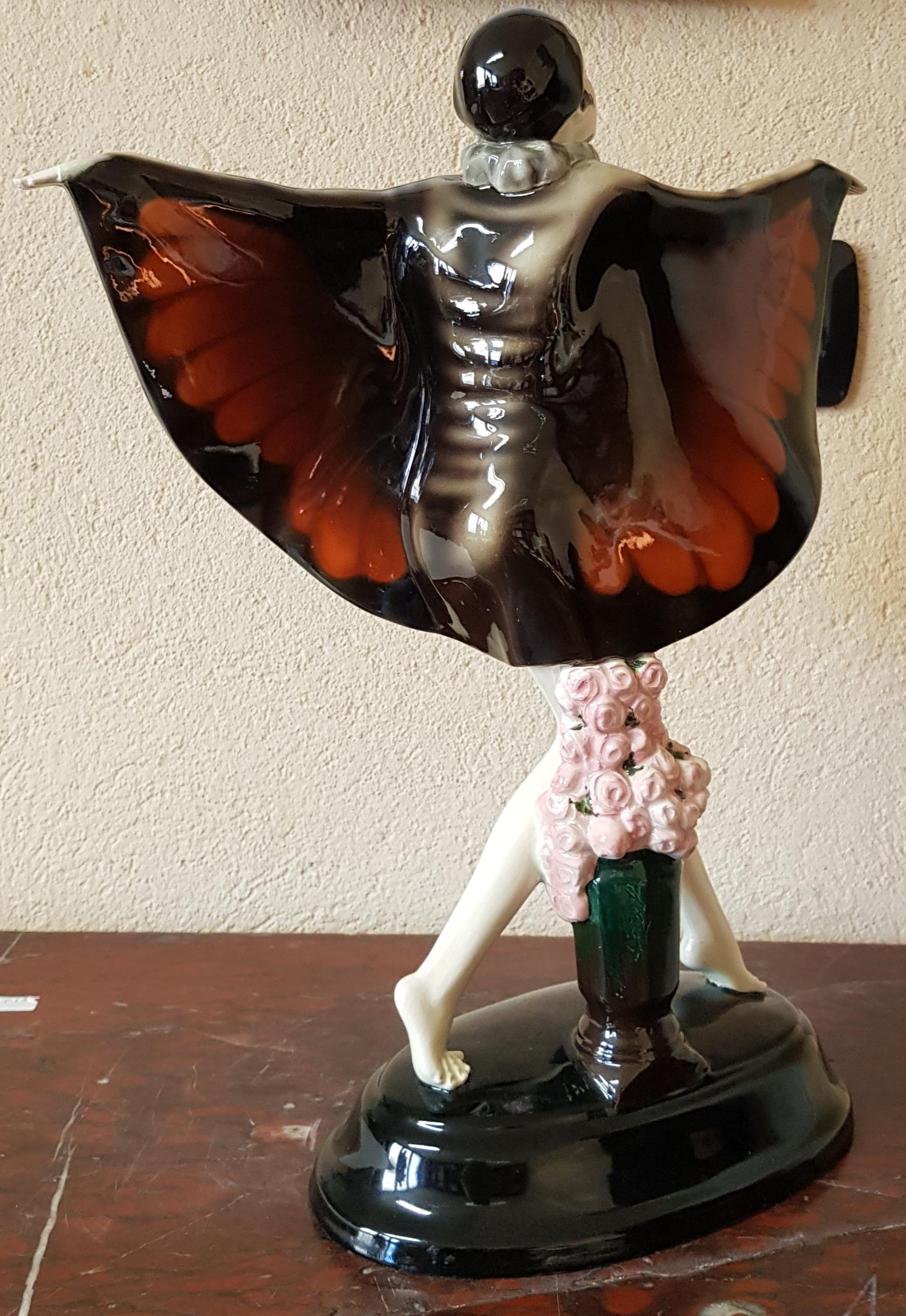 Austrian Goldscheider Lorenzl Josef Austria Art Nouveau Butterfly Ceramic Sculpture, 1922