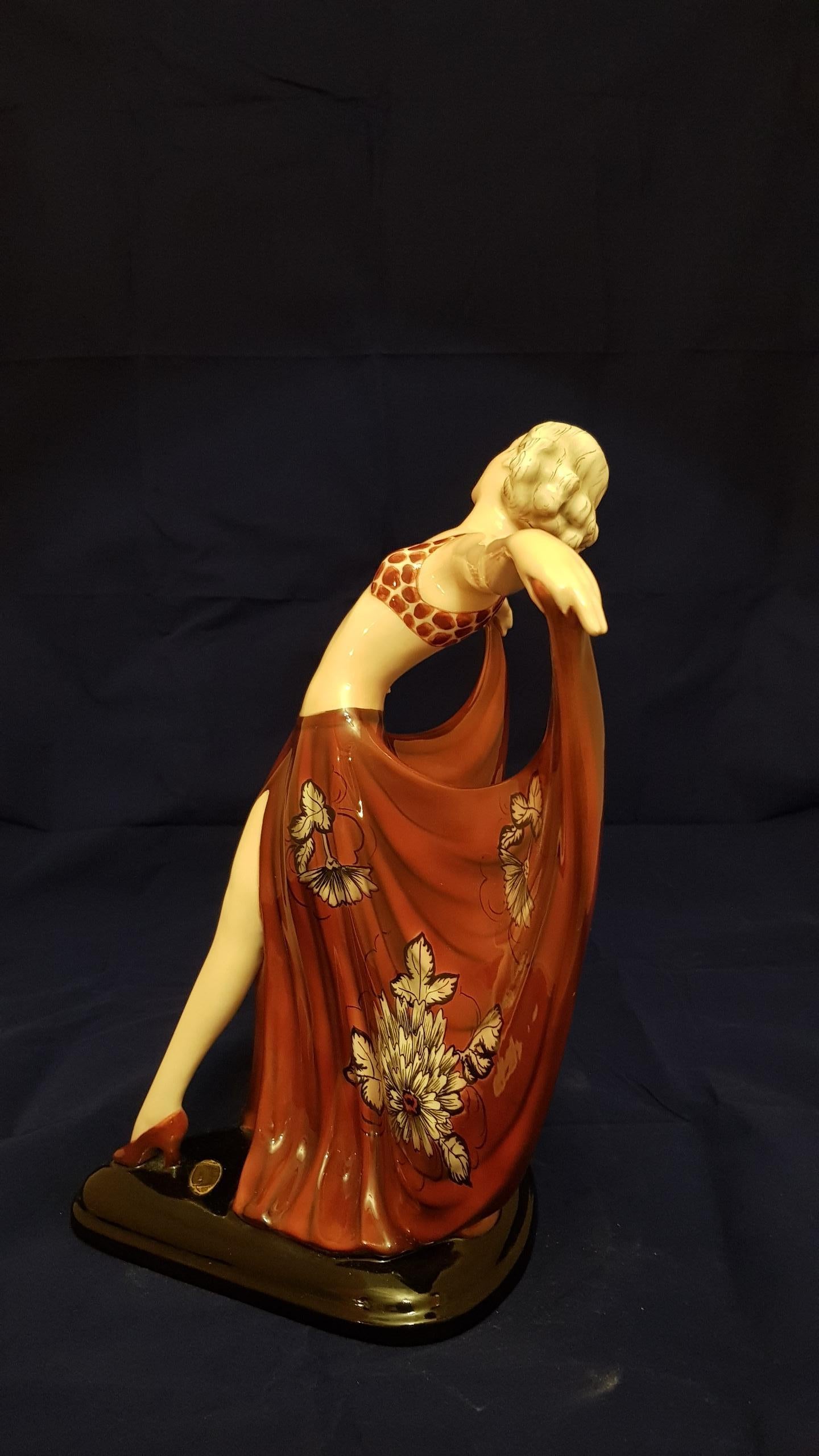Goldscheider- Lorenzl Josef, Ceramic Dancer Sculpture Art Deco Germany, 1936 1