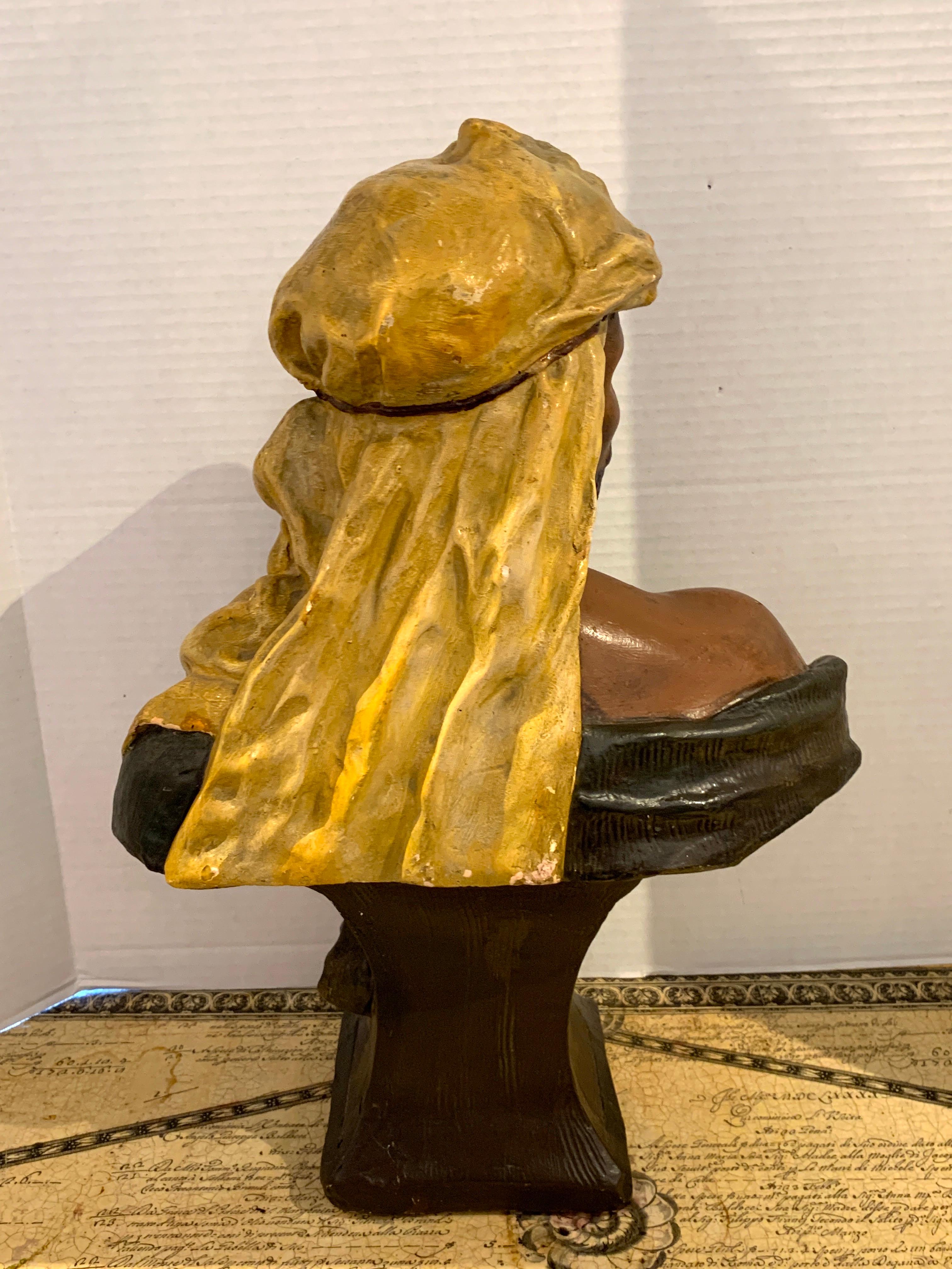Polychromed Goldscheider Orientalist Bust of an Arab