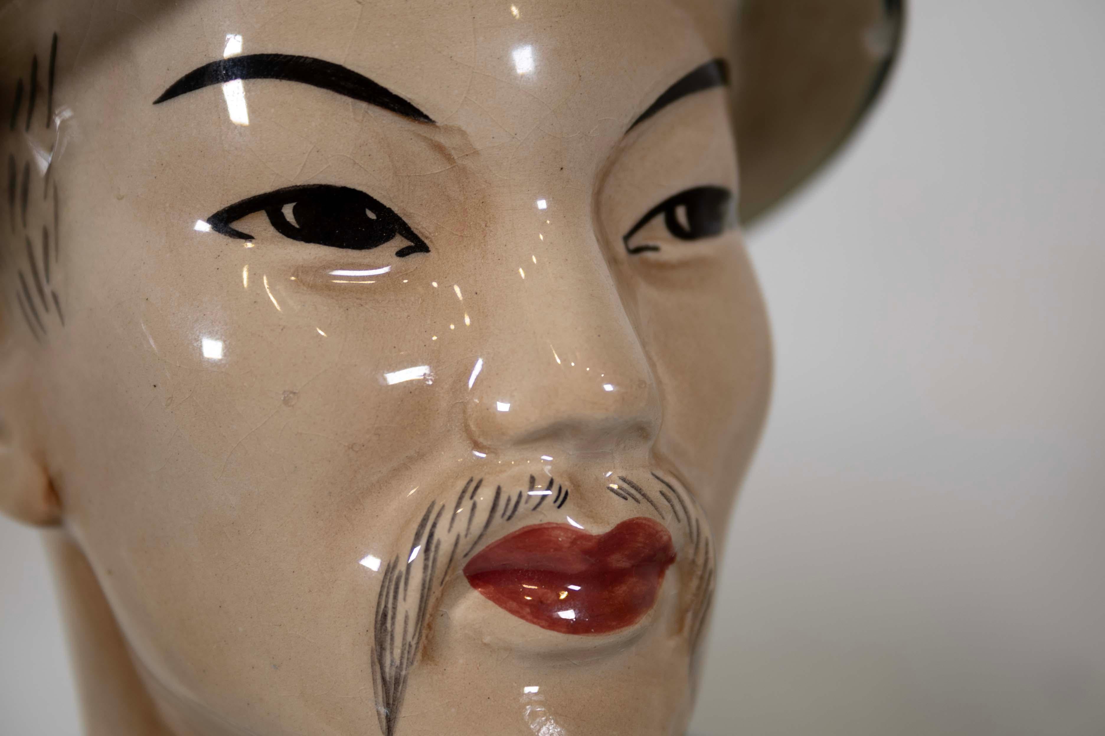 20ième siècle Goldscheider paire de bustes japonais en porcelaine peinte à la main, mi-siècle moderne en vente
