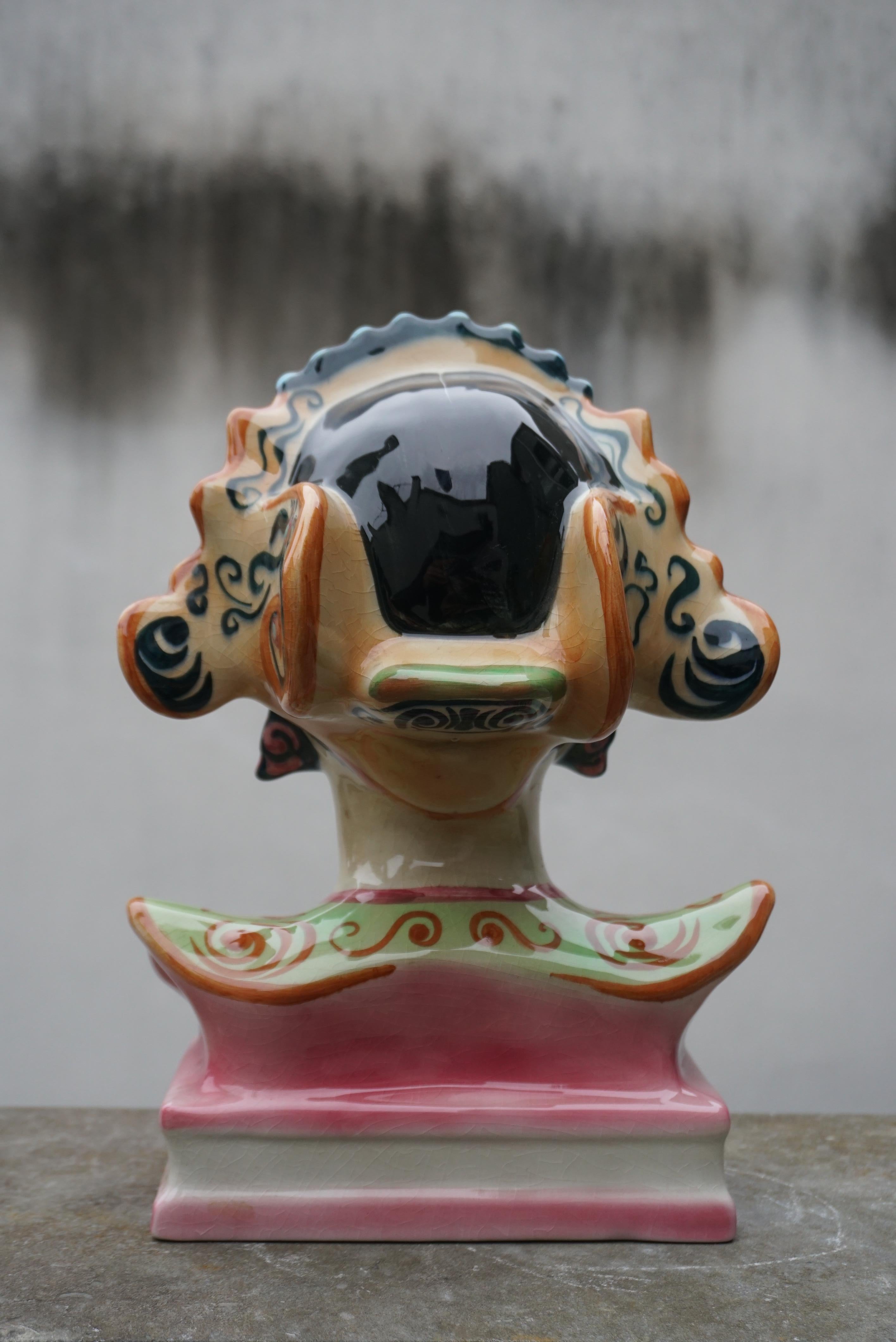 Goldscheider Polychrome Porcelain Bust of a Balinese Dancer by Helen Liedloff For Sale 1