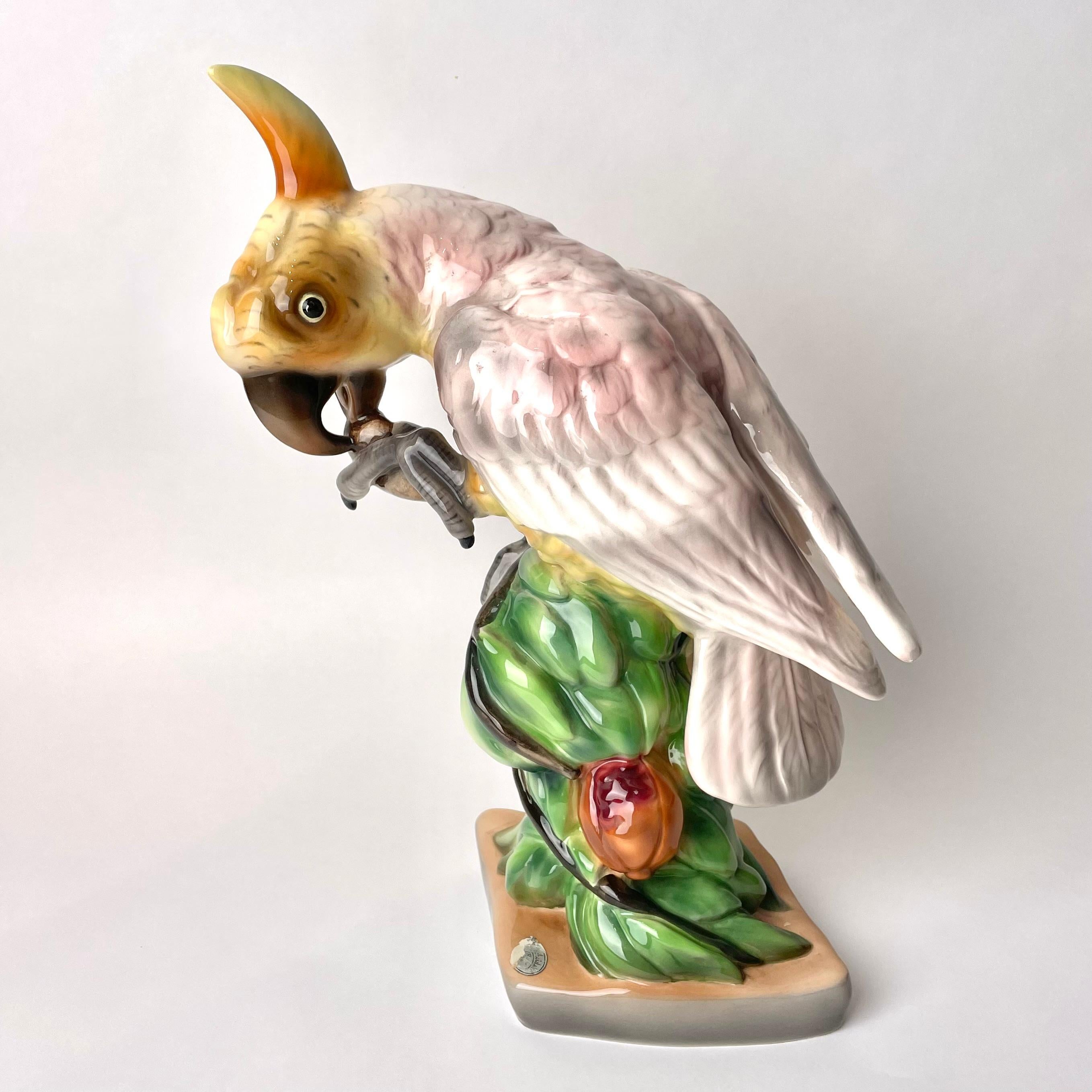 Austrian Goldscheider Porcealin Figure in shape of Parrot, 1920s For Sale