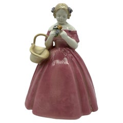 Goldscheider Porcelain Figure Girl with Basket Middle of the 20th Century