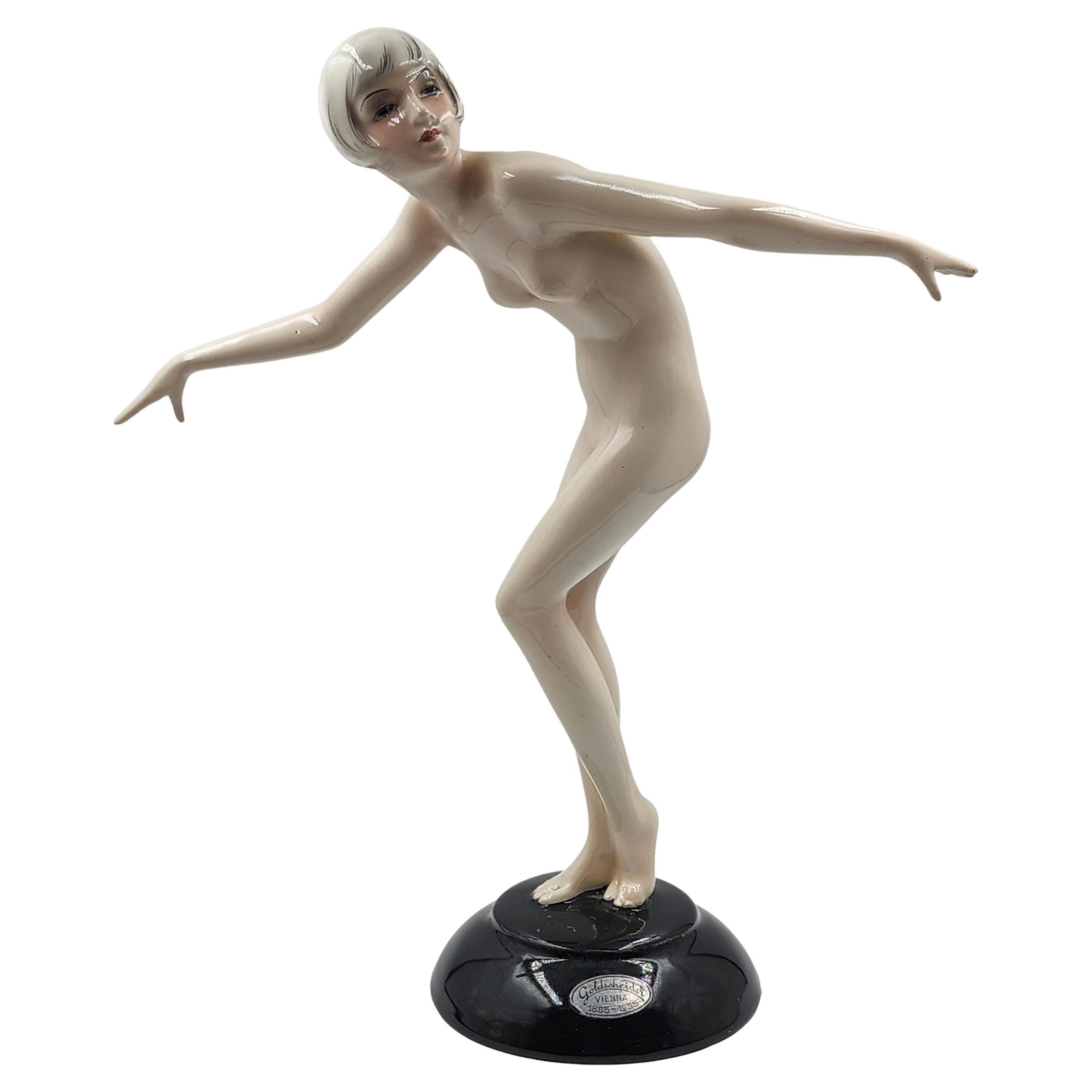 Goldscheider Porzellanfigur "Tänzerin" entworfen von LORENZL im Angebot