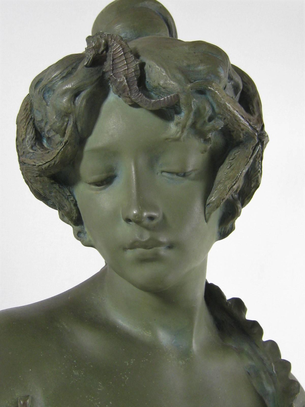 Goldscheider Terracotta Art Nouveau Maiden Bust, circa 1899 Mermaid 5