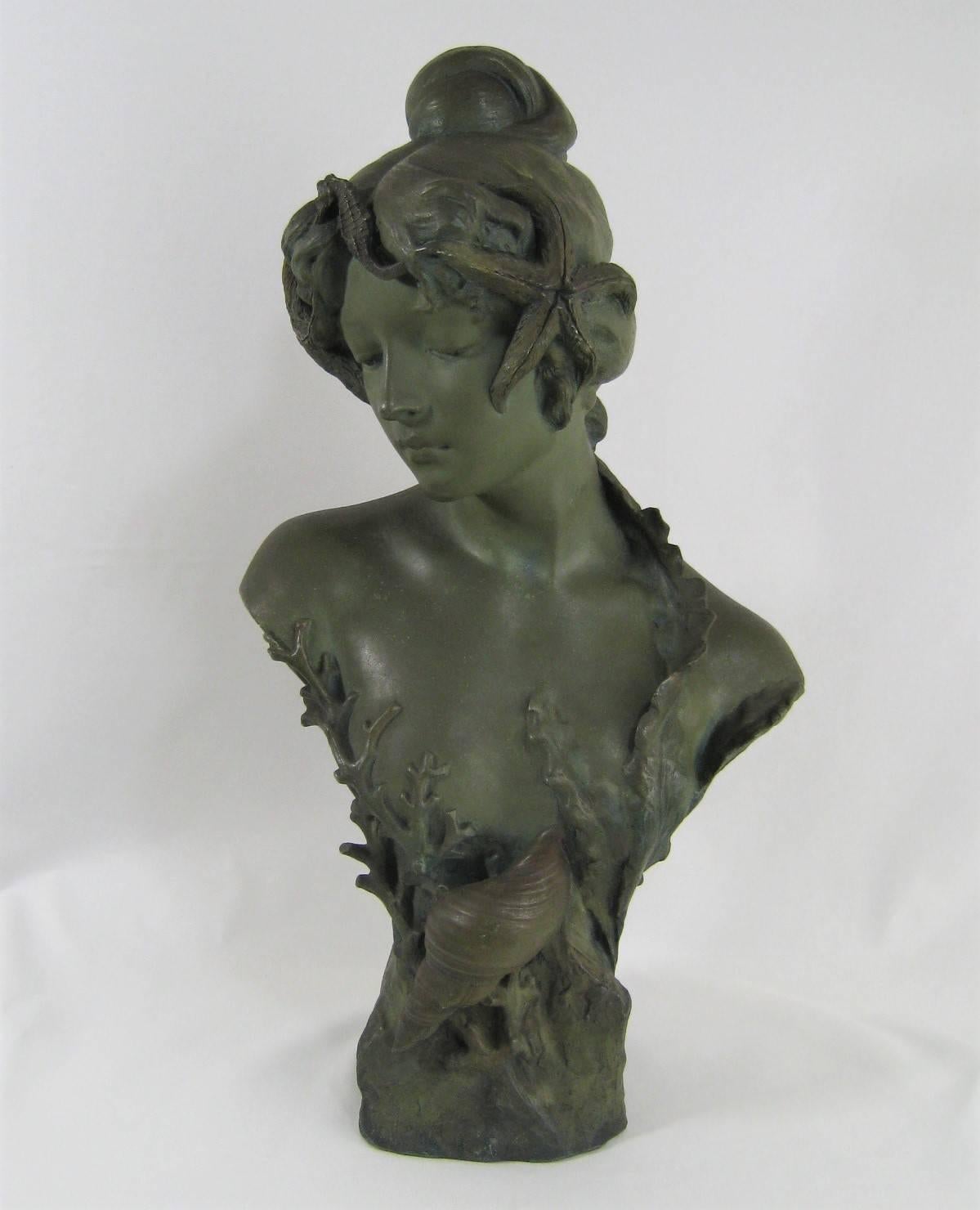 Goldscheider Terracotta Art Nouveau Maiden Bust, circa 1899 Mermaid 7