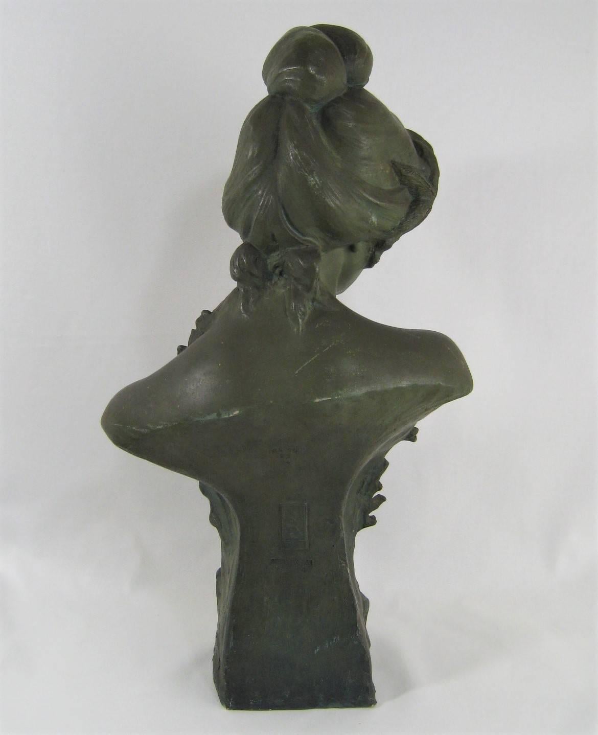Late 19th Century Goldscheider Terracotta Art Nouveau Maiden Bust, circa 1899 Mermaid