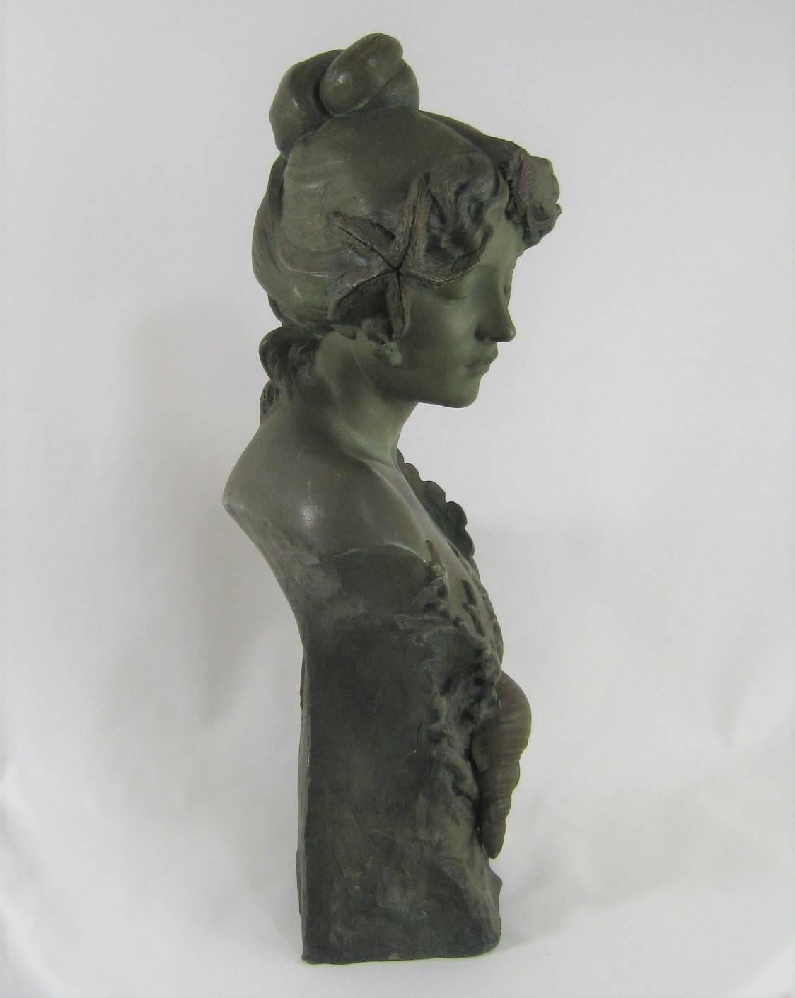 Goldscheider Terracotta Art Nouveau Maiden Bust, circa 1899 Mermaid 1