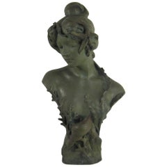 Goldscheider Terracotta Art Nouveau Maiden Bust, circa 1899 Mermaid