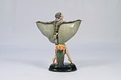 Statuetta in ceramica Goldscheider "L'uccello catturato" di Josef Lorenzl