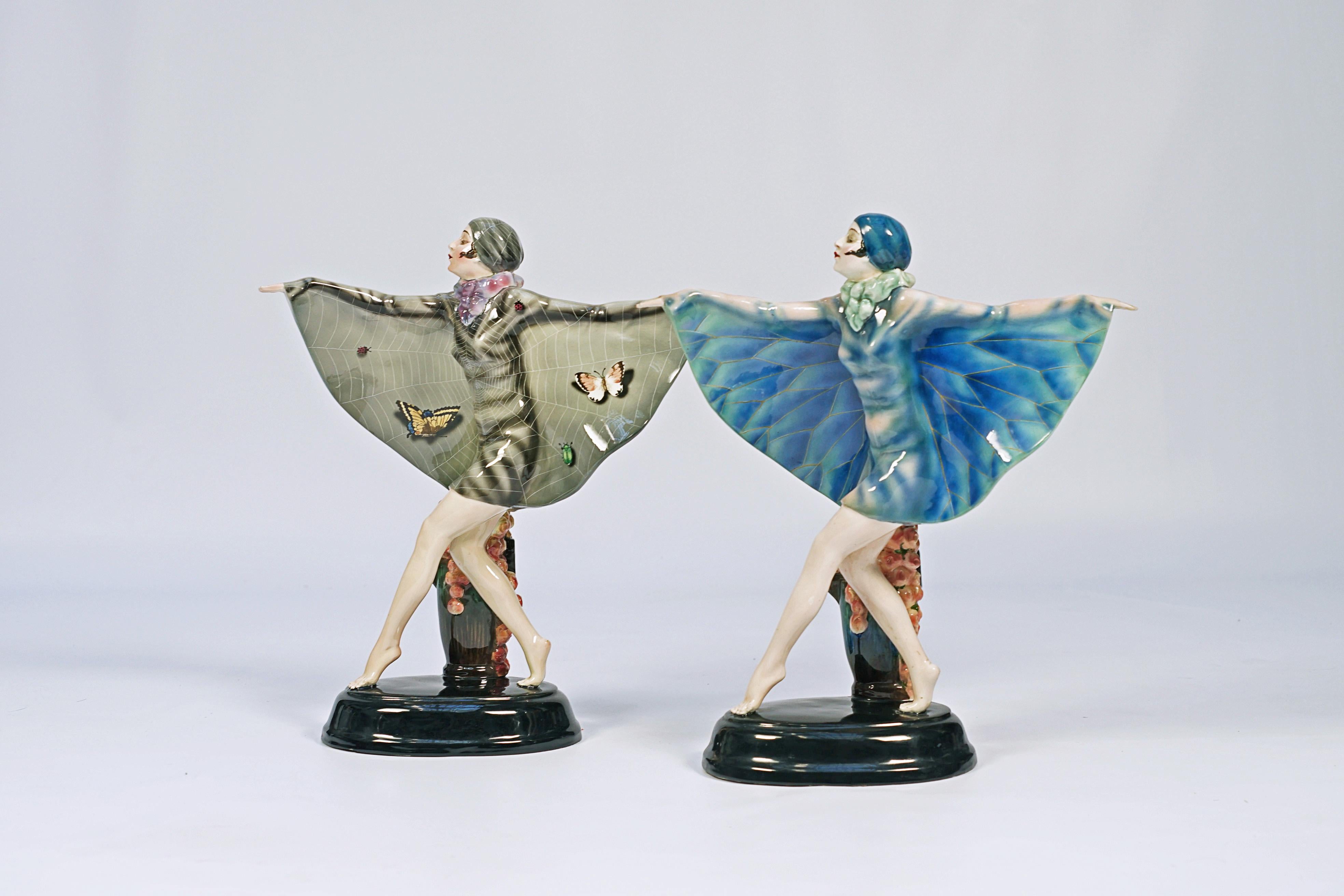 Émaillé Statuette en céramique de Josef Lorenzl 