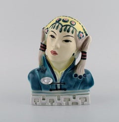 Goldscheider, USA, Two Rare Figures in Hand Painted Porcelain, Asian Couple