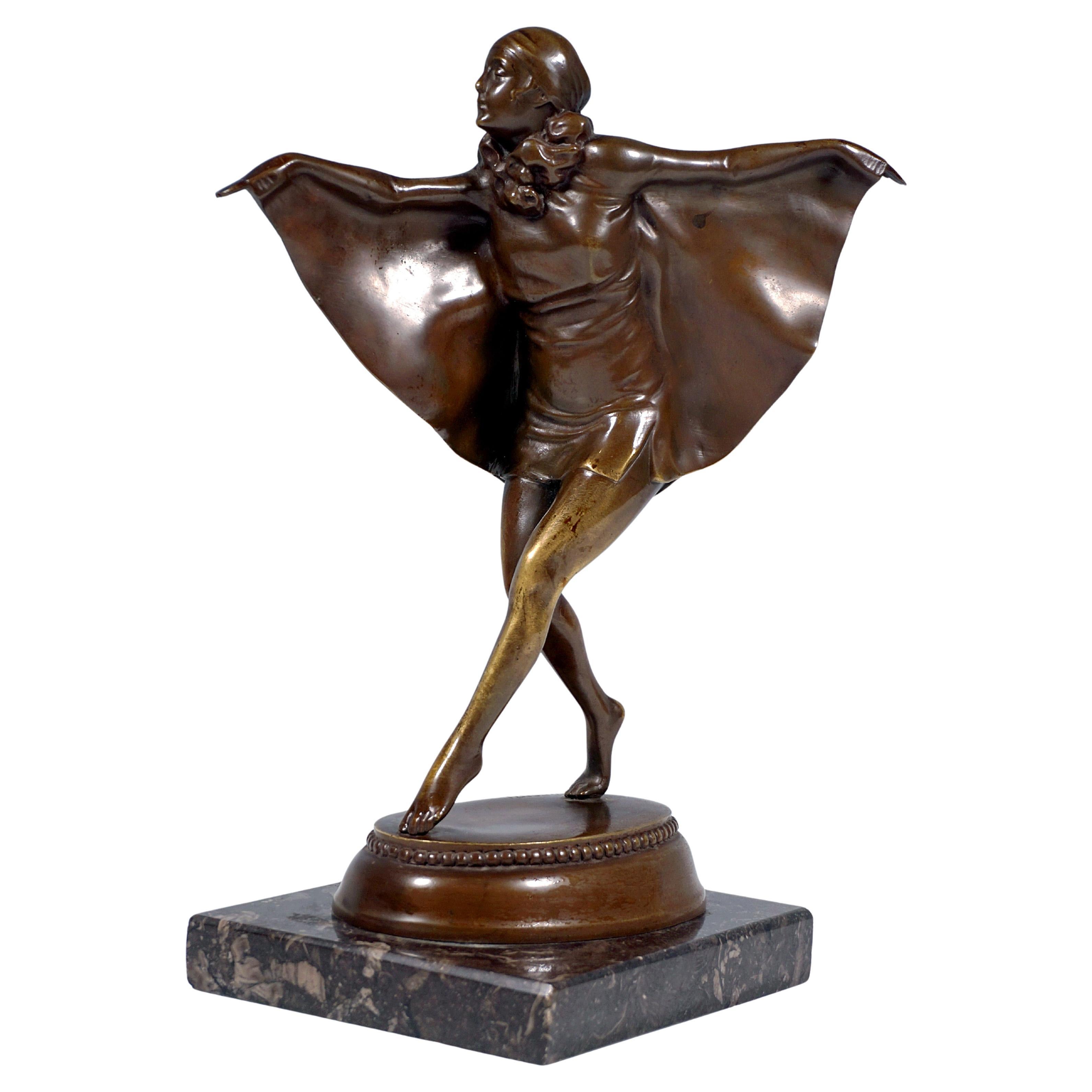 Goldscheider Vienna Art Déco Figura de bronce "El pájaro capturado", Lorenzl, c1922 en venta