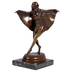 Goldscheider Vienna Art Déco Figura de bronce "El pájaro capturado", Lorenzl, c1922