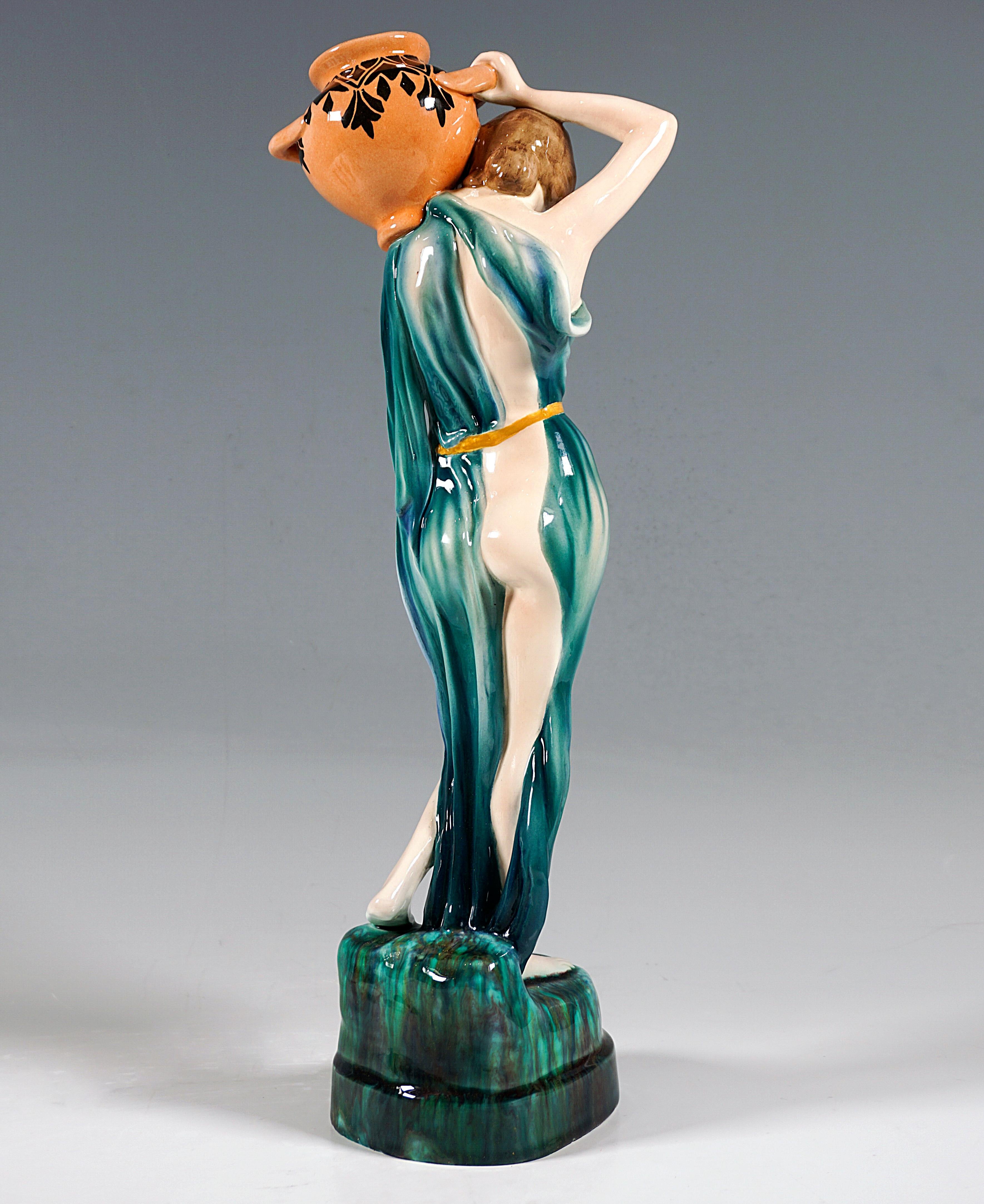 Art Deco Goldscheider Vienna Art Déco Ceramic Figurine, Water Carrier, circa 1922