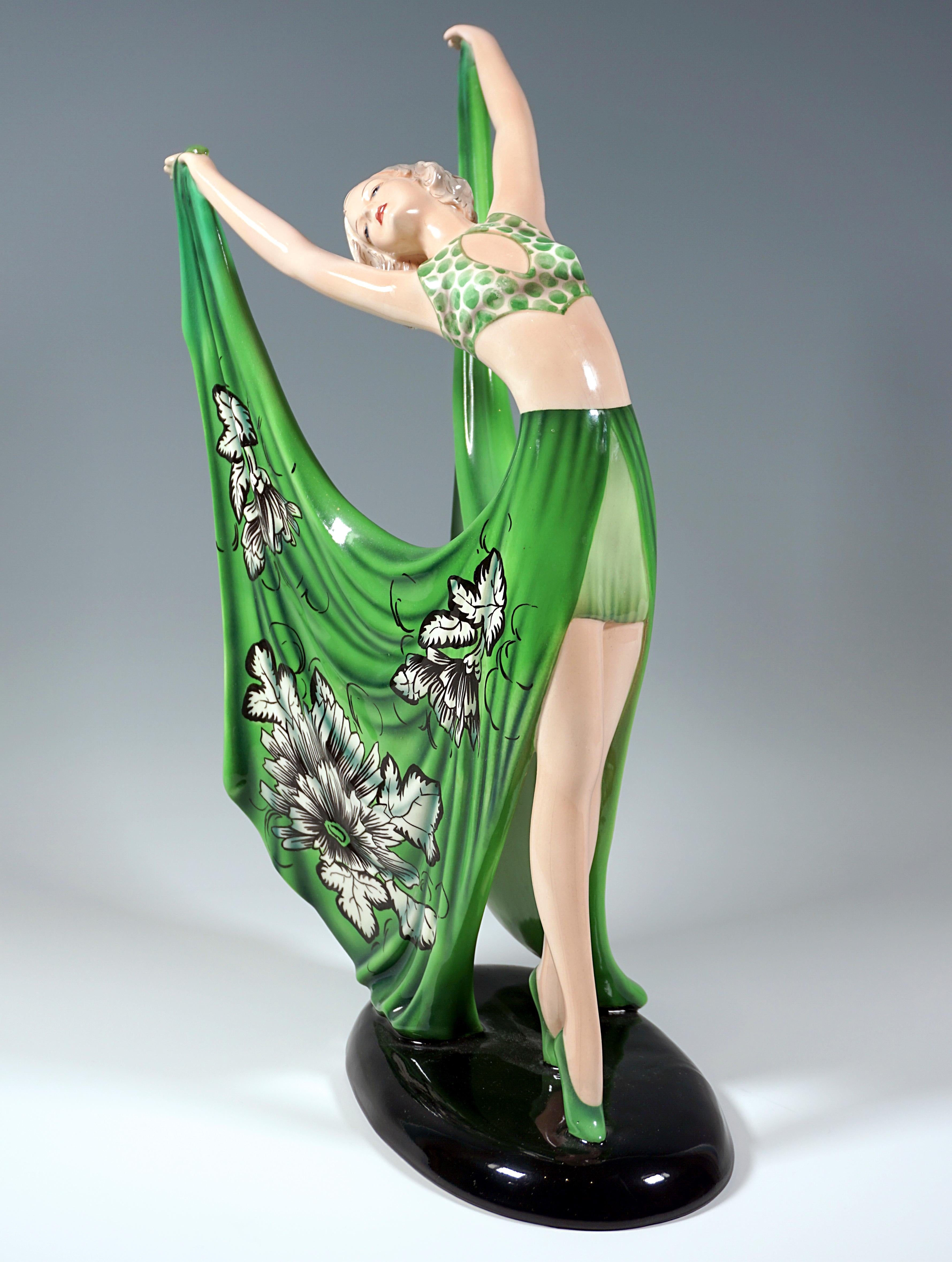 Hand-Crafted Goldscheider Vienna Art Deco Dancer 'Beauty', by Stephan Dakon, Around 1935