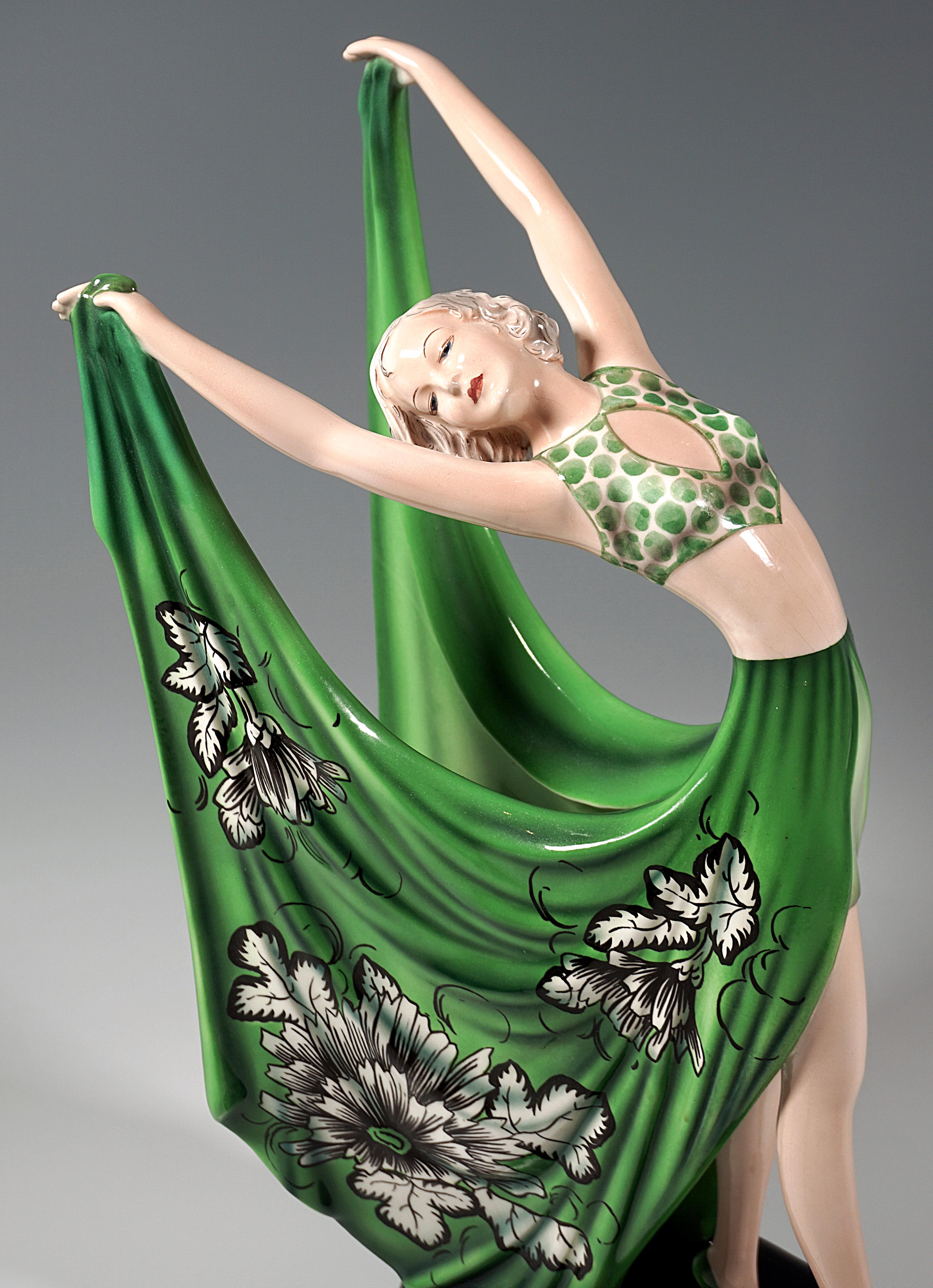 Mid-20th Century Goldscheider Vienna Art Deco Dancer 'Beauty', by Stephan Dakon, Around 1935