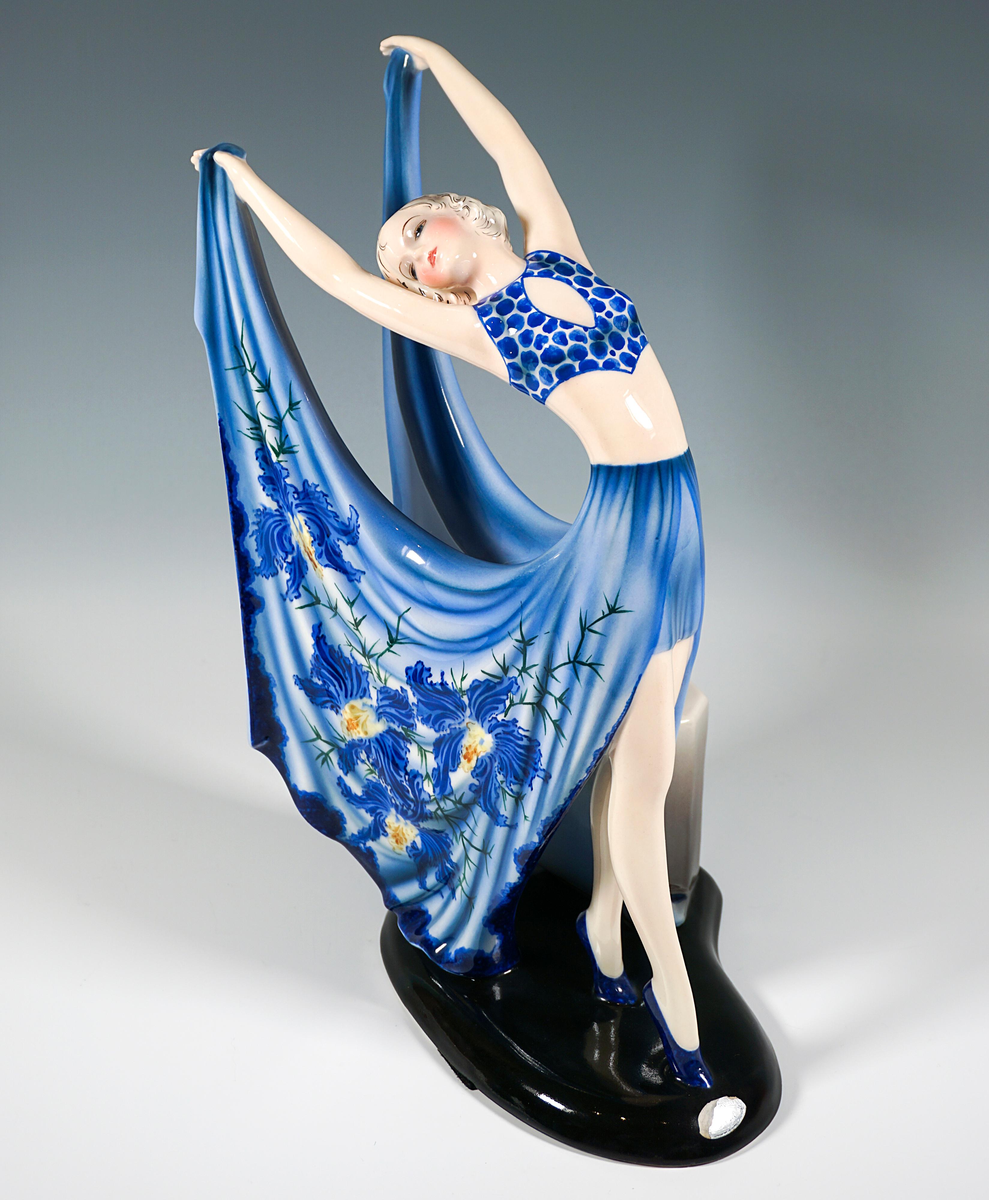Mid-20th Century Goldscheider Vienna Art Deco Dancer 'Beauty', by Stephan Dakon, Around 1939 For Sale