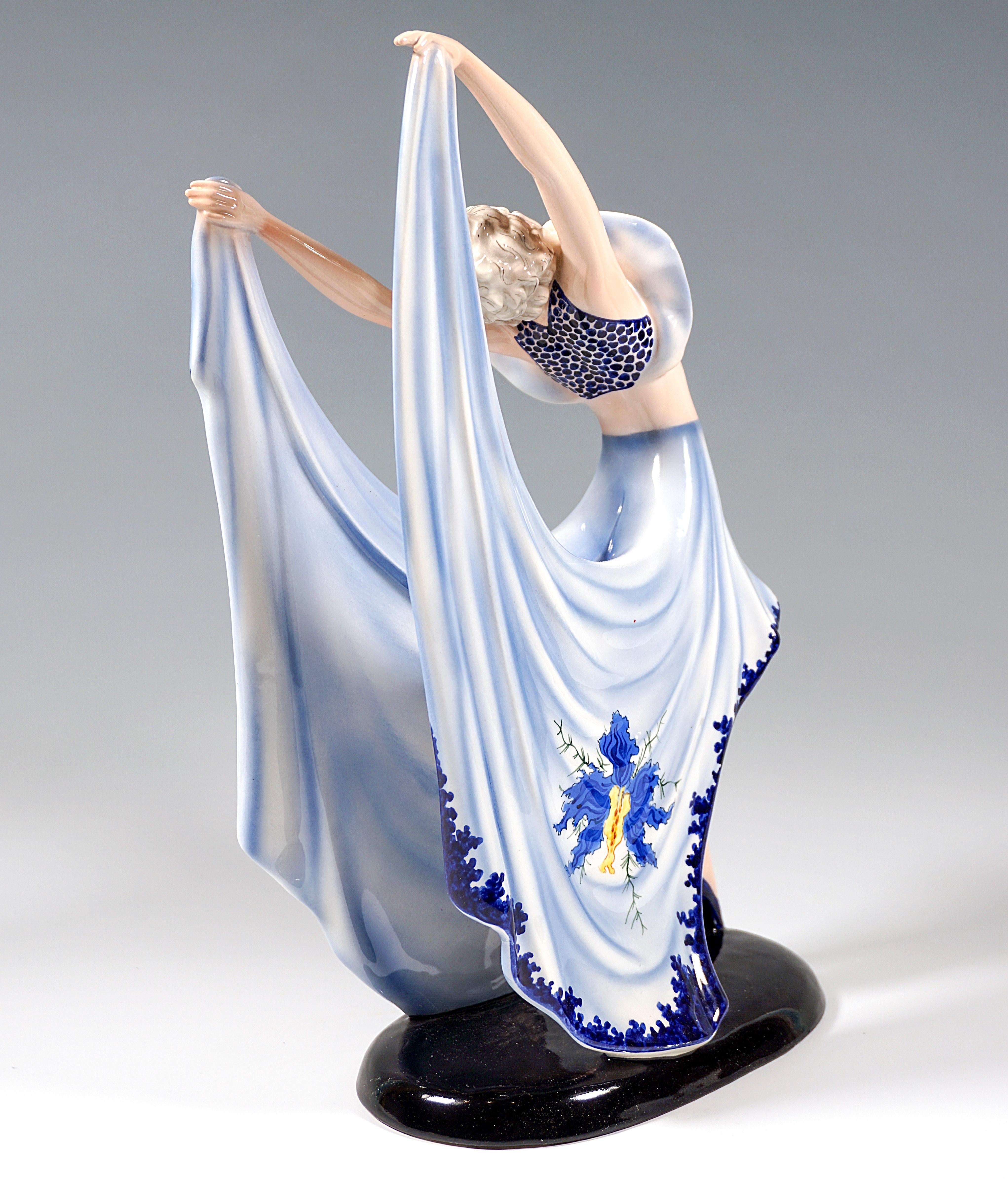 Hand-Crafted Goldscheider Vienna Art Deco Dancer, Beauty by Stephan Dakon, Around 1940
