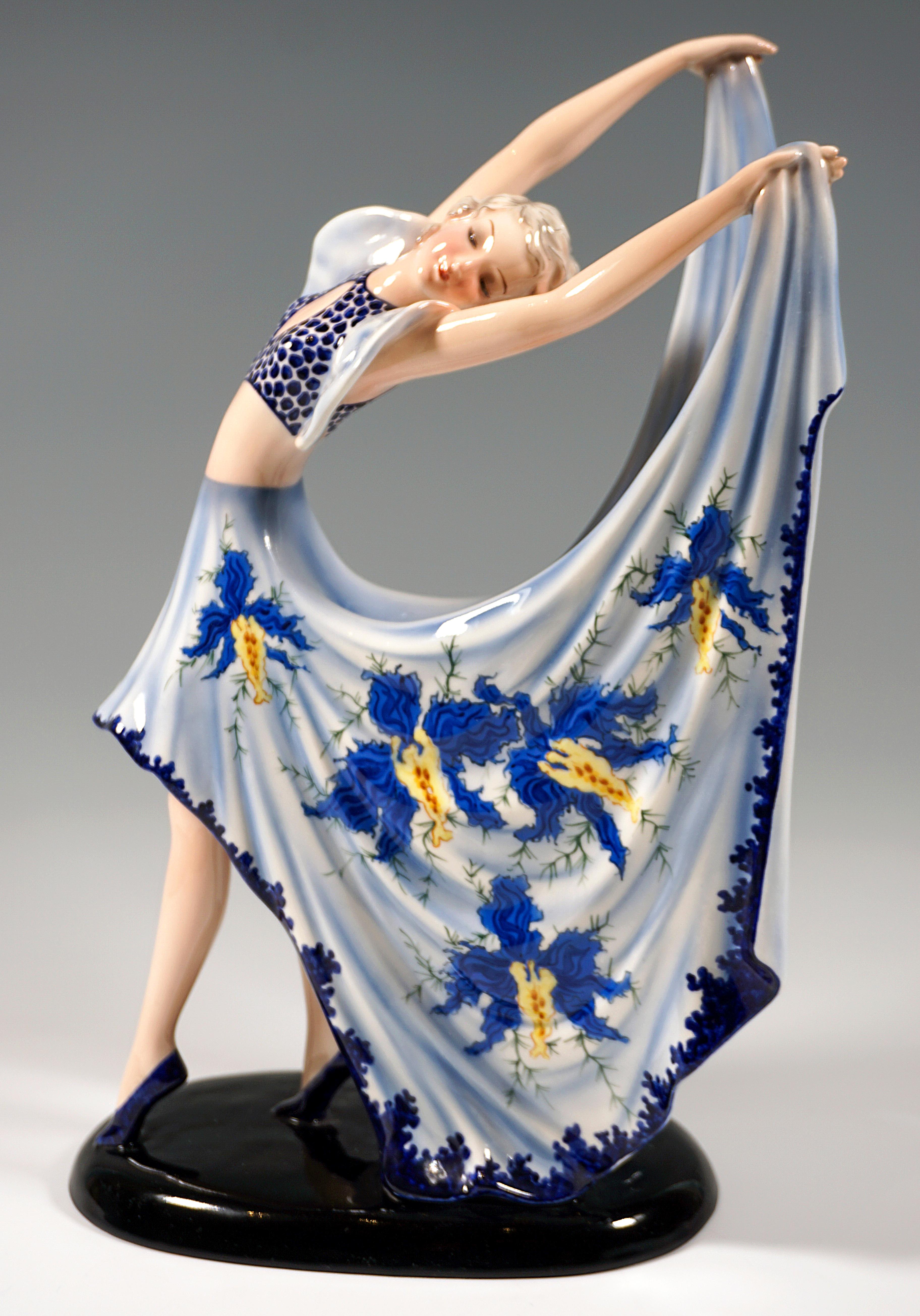 Ceramic Goldscheider Vienna Art Deco Dancer, Beauty by Stephan Dakon, Around 1940