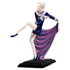 Goldscheider Vienna Art Déco Dancer Posing With Raised Leg And Cloth, by Lorenzl