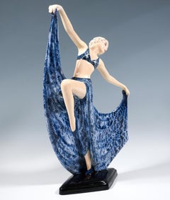 Goldscheider Vienna Art Déco Dancer Posing With Raised Leg, by Lorenzl, Ca 1935