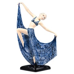 Goldscheider Vienna Art Déco Dancer Posing With Raised Leg, by Lorenzl, Ca 1935