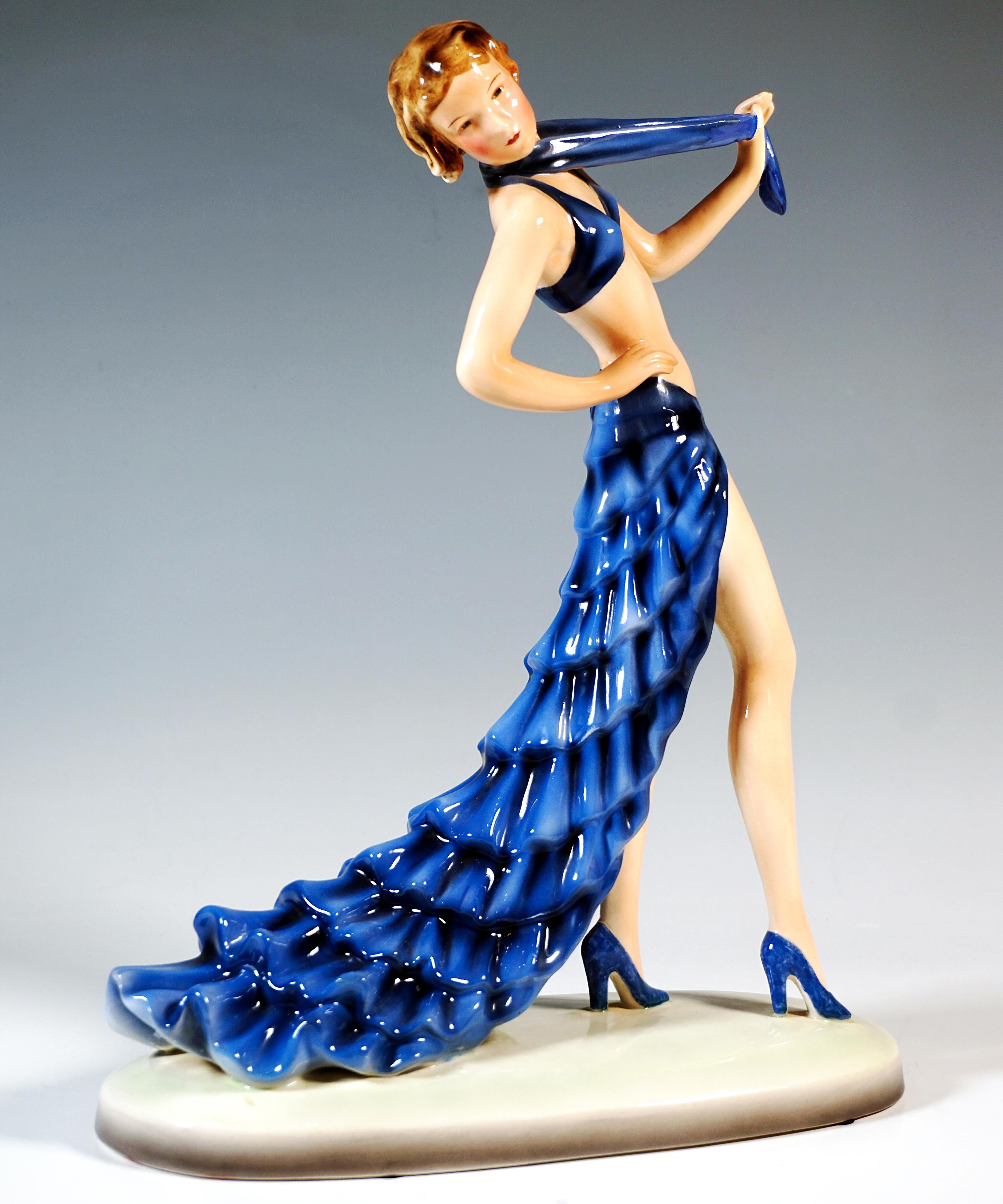 Goldscheider Wiener Art Déco Tänzerin 'Rumba', von Stephan Dakon, um 1938 (Art déco) im Angebot