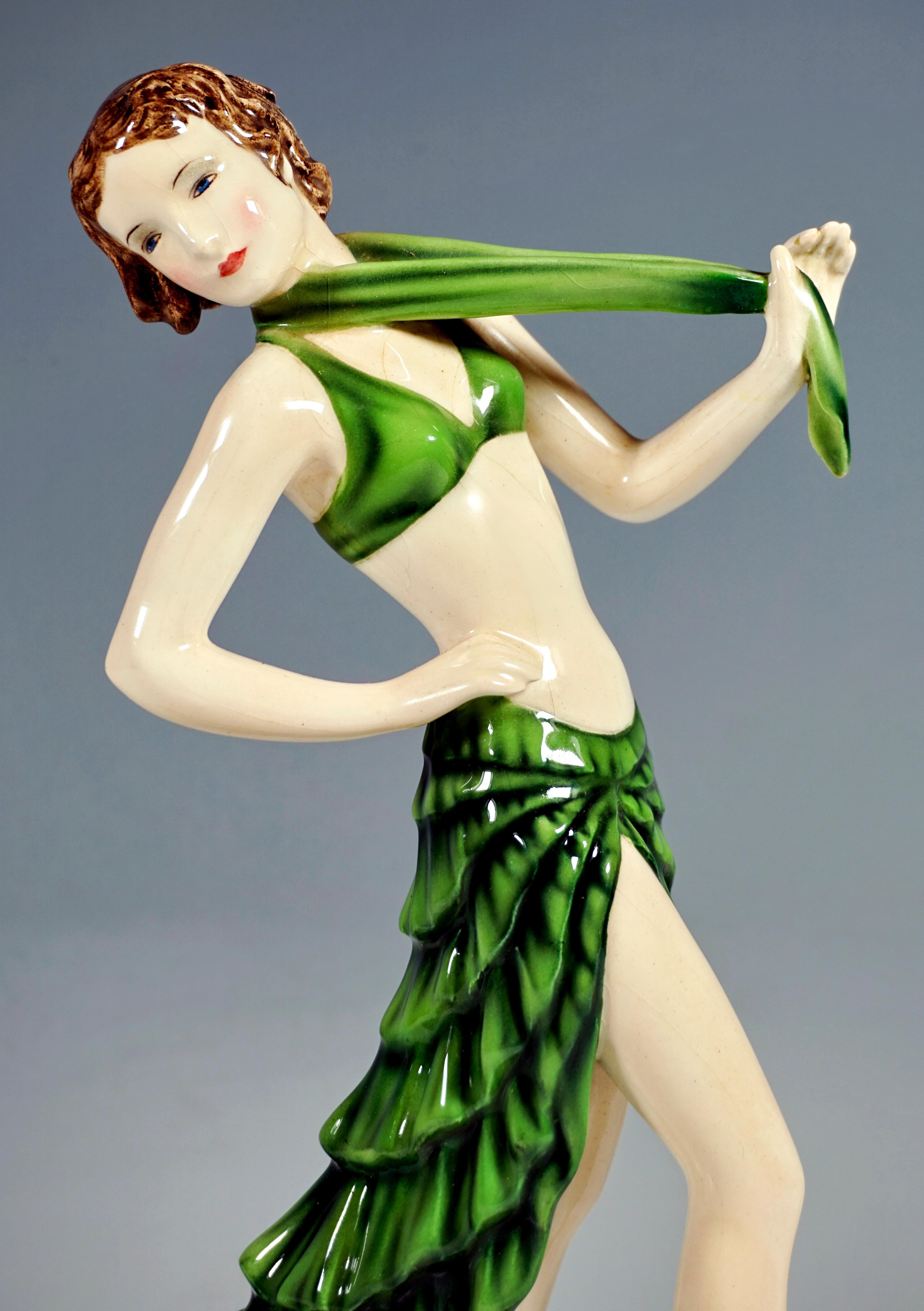 Austrian Goldscheider Vienna Art Déco Dancer 'Rumba', by Stephan Dakon, Around 1938