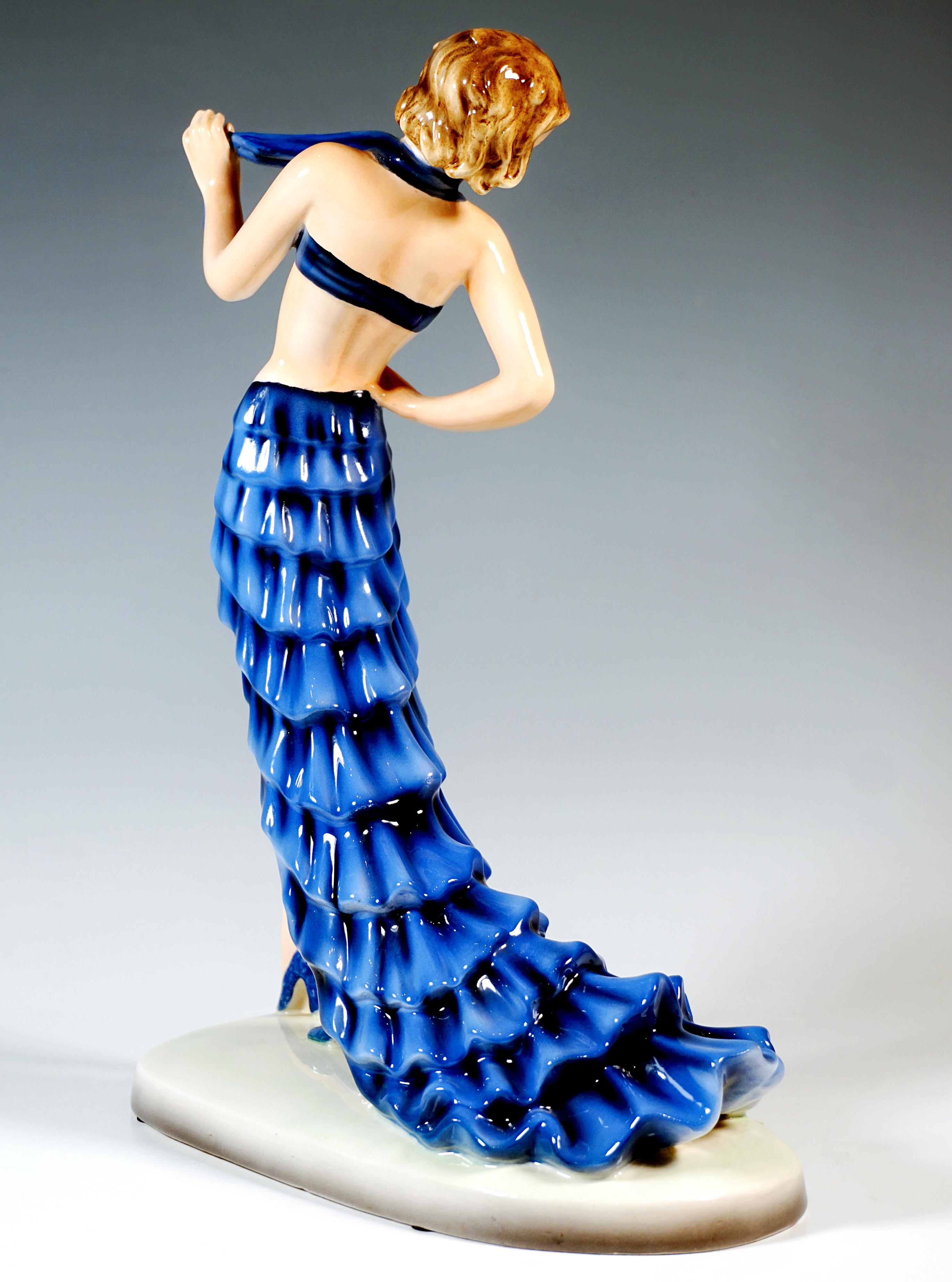 Goldscheider Wiener Art Déco Tänzerin 'Rumba', von Stephan Dakon, um 1938 (Österreichisch) im Angebot