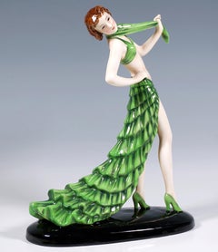 Bailarina Goldscheider Vienna Art Déco 'Rumba', por Stephan Dakon, Alrededor de 1939