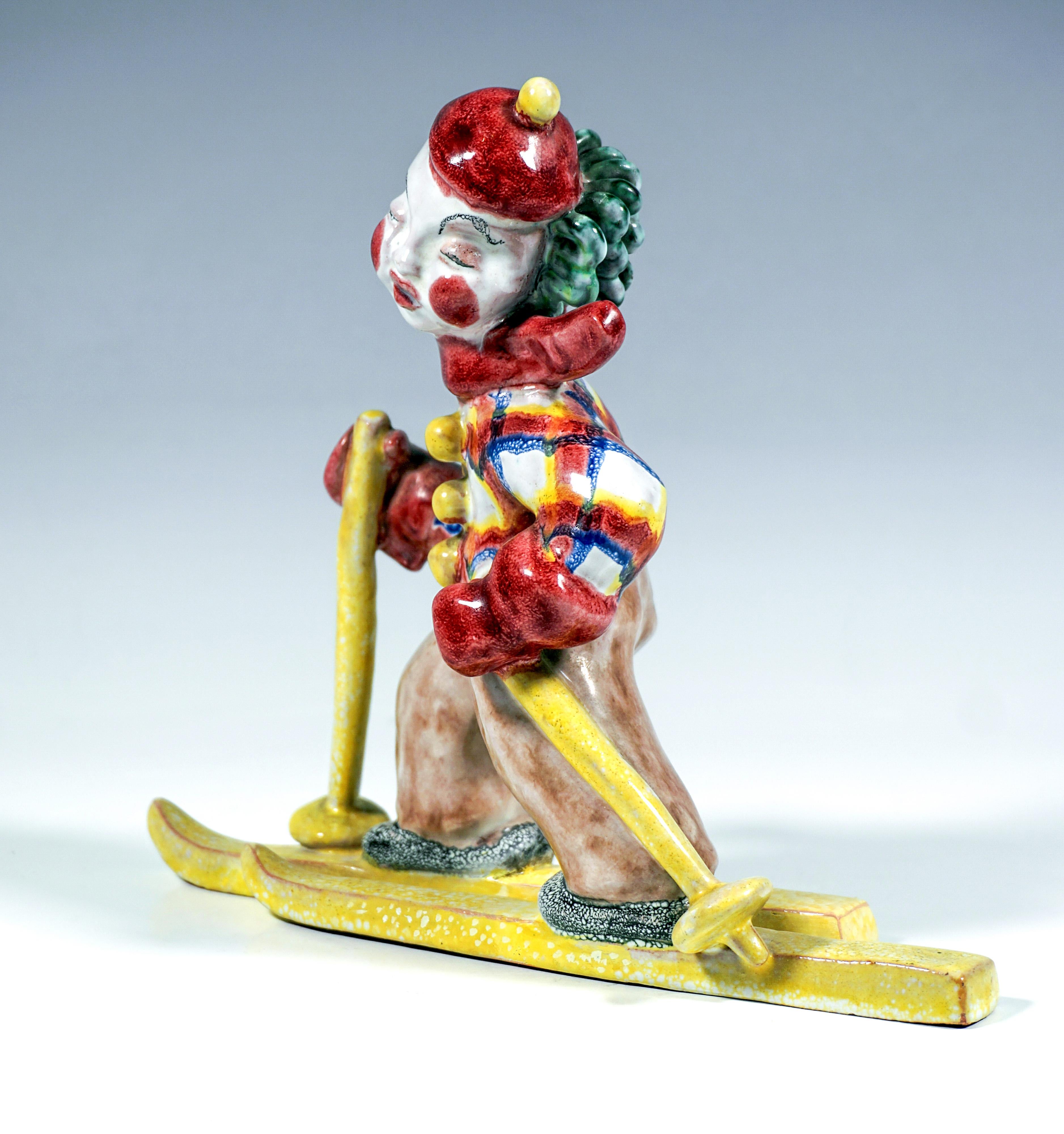 Autrichien Goldscheider Vienna Art Déco Figure, Boy As A Skier, by Kurt Goebel c. 1933 en vente